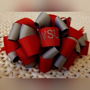 Vintage Washington State University Red & Gray Ribbon Hair Barrette